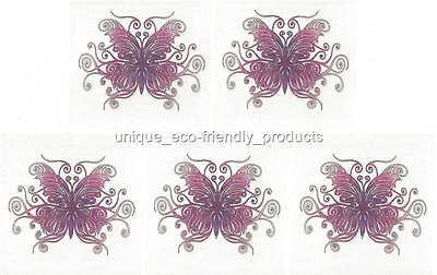 LOT 5 - PURPLE AND BURGUNDY TRIBAL DESIGN  BUTTERFLY Temporary Tattoo Unbranded
