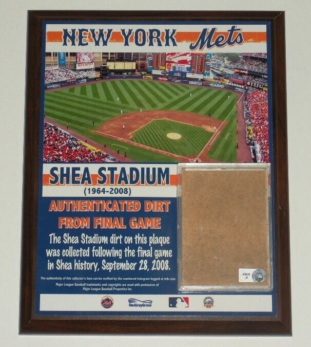 2008 New York Mets Shea Stadium 8 X 10 Game Used Dirt Plaque From Final Game! Danbury Mint