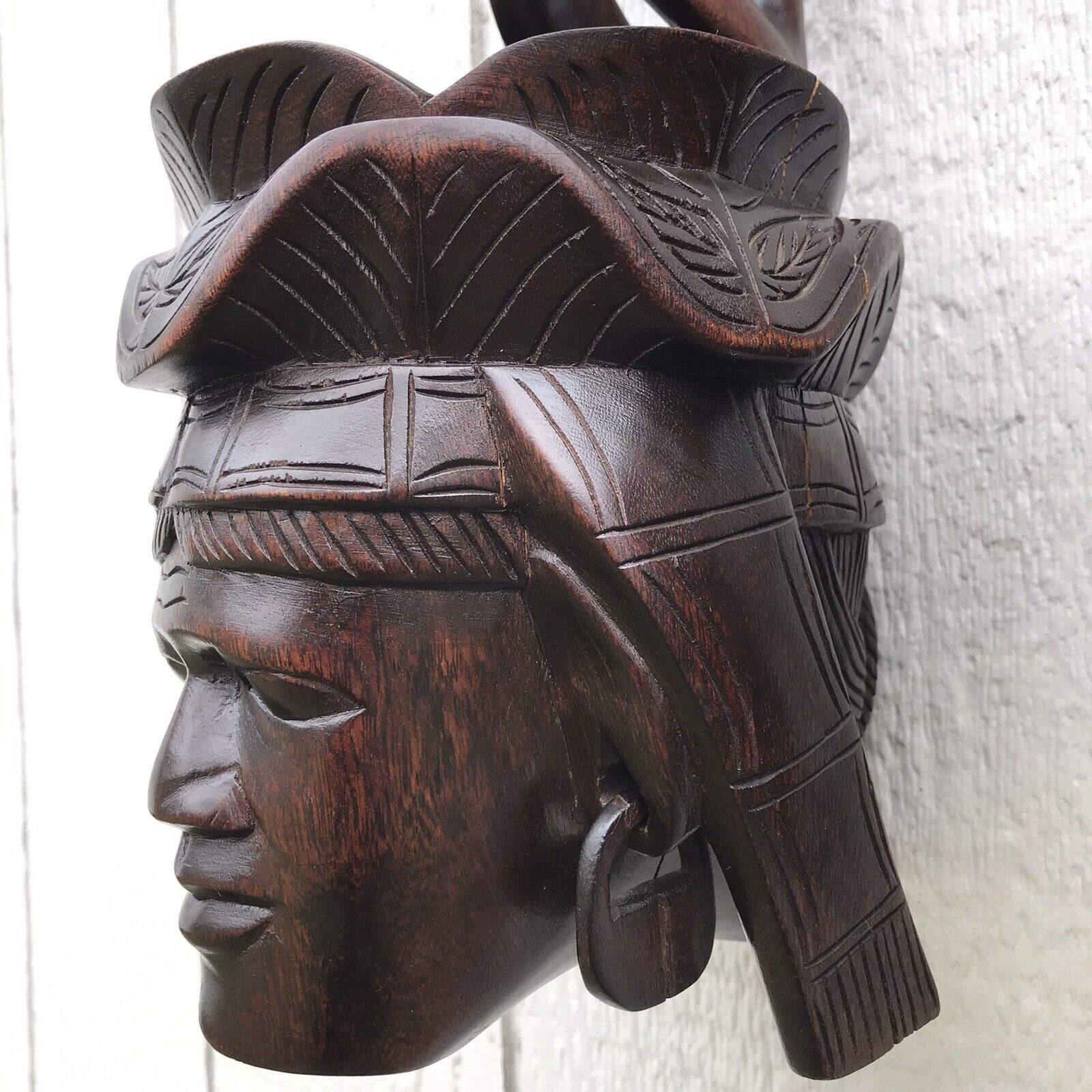 Pair of Philippine Igorot Hand Carved Wood Offering Bowl Statue Head Hunter Без бренда - фотография #3