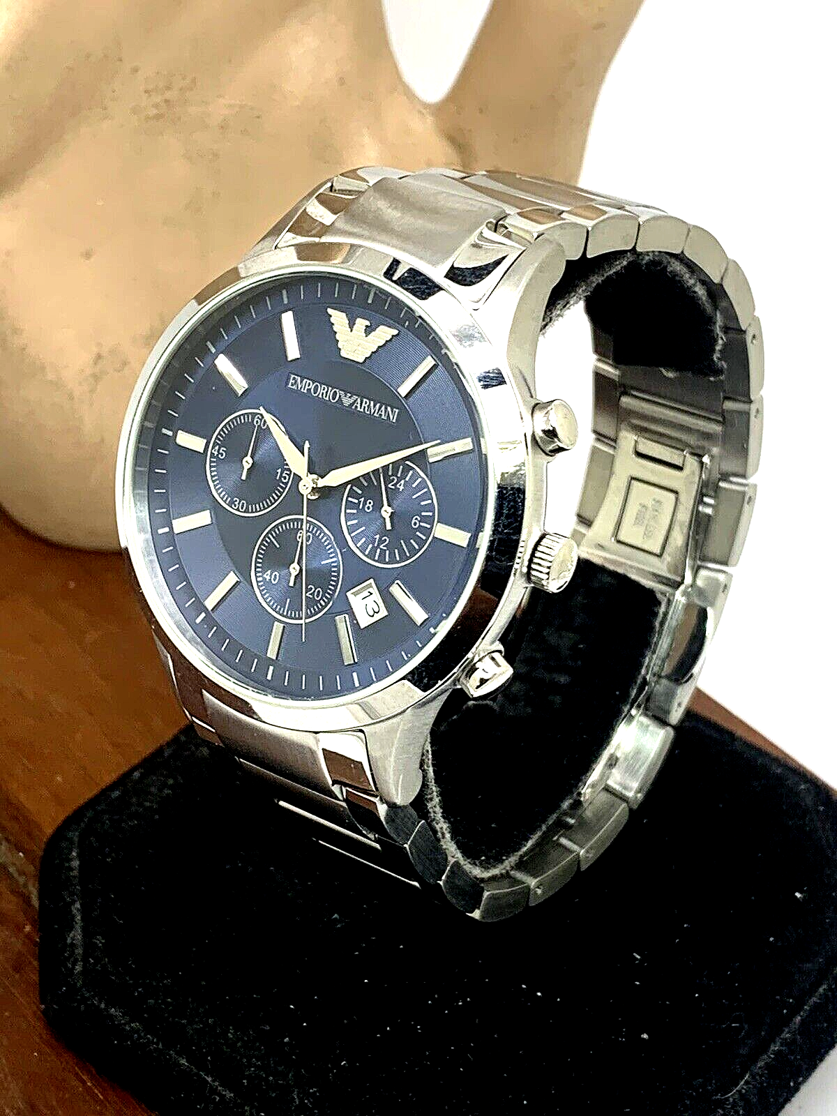 Emporio Armani Men's Watch AR2448 Quartz Chronograph Blue Dial Stainless Steel Emporio Armani AR2448 - фотография #2
