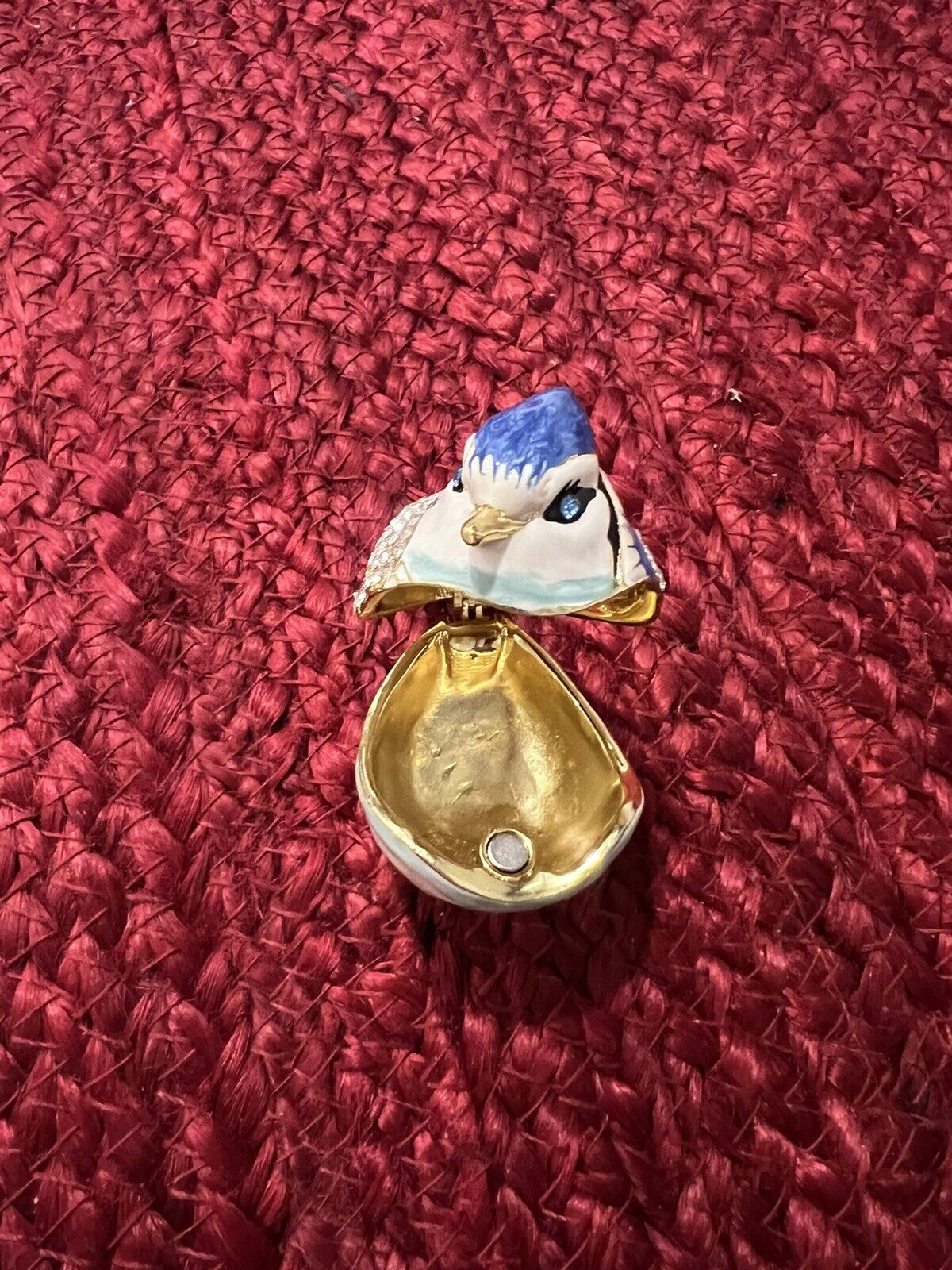 New Blue Jay Bird Crystals Bejeweled Enamel Hinged Trinket Box Gold Plating Без бренда - фотография #6
