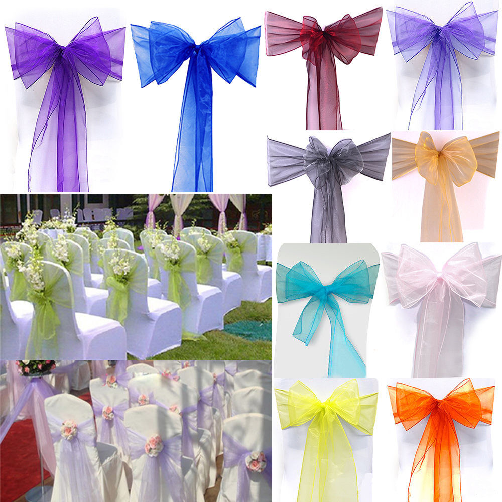 10/50/100 pcs Organza Chair Cover Sash Bow Wedding Party Reception Banquet Decor Unbranded Does not apply