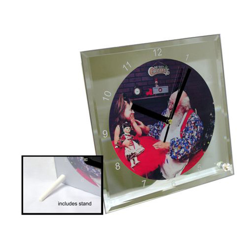 US Stock 20pcs 7.8" Sublimation Blank Mirror Edge Glass Photo Frame with Clock signagemaker 0163001832200 - фотография #5