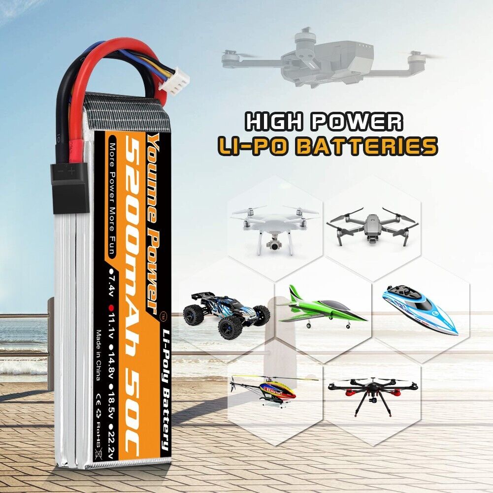 2pcs 11.1V 5200mAh 3S LiPo Battery 50C for RC  TR Car Truck Buggy Boat Youme Model Power Battery Does Not Apply - фотография #7