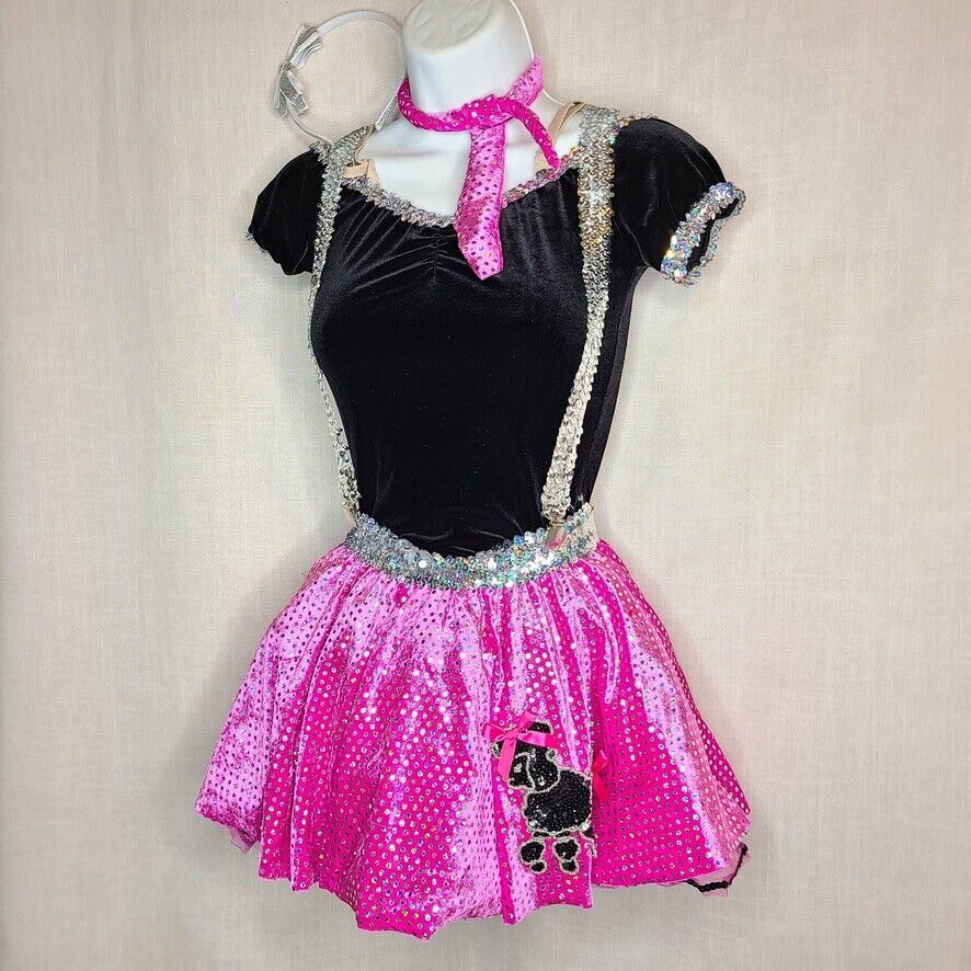 Wish Come True 5012 Child Dance Poodle Skirt Leotard SZ LC Pink Costume Lot 5 A Wish Come True