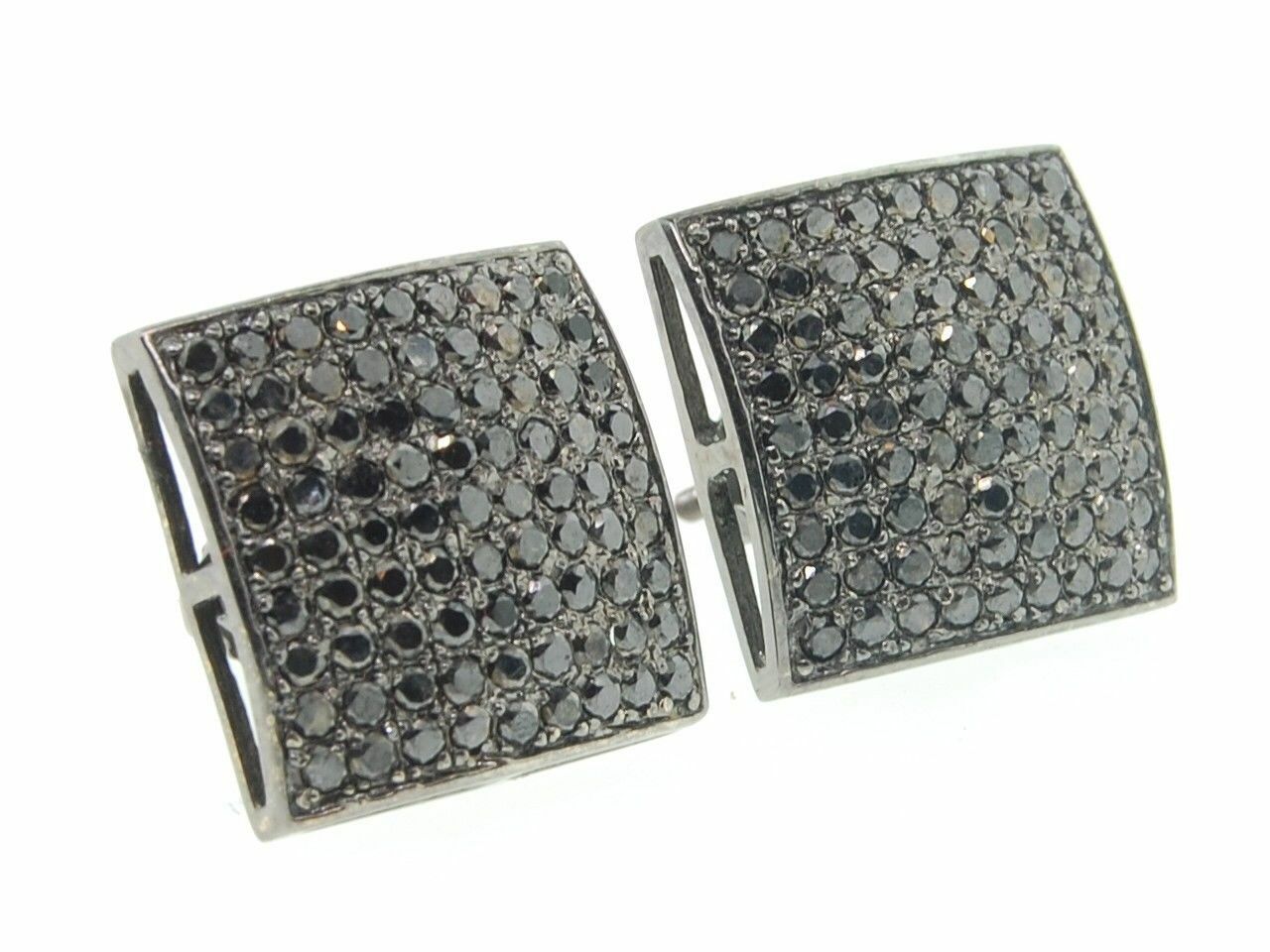 Diamond Studs Mens 10K Black Gold Round Pave Square Shape Earrings 1.64 Tcw. JFL Diamonds & Timepieces - фотография #4