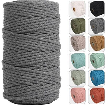 4mm 109yards Macrame Cord Grey Cotton Rope for Wall Hanging Plant Hangers Cra... NOANTA Does not apply
