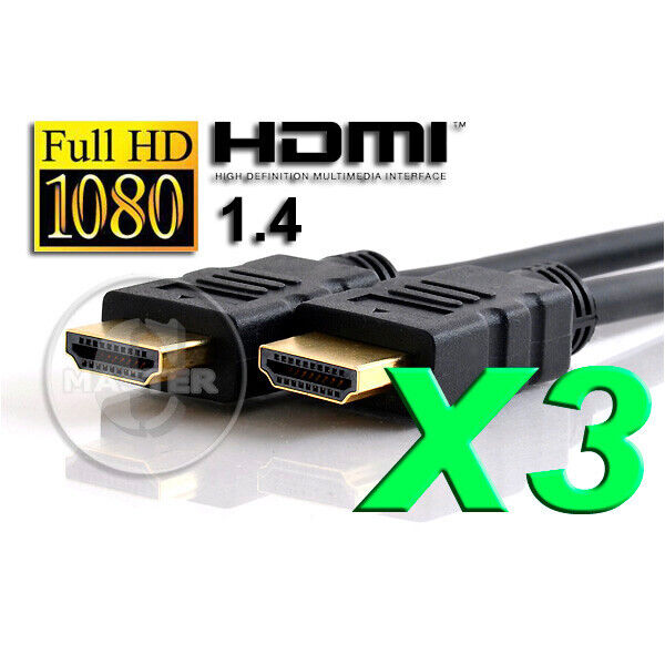 3X 6ft HD TV HIGH SPEED GOLD PLATED AV HDMI CABLE XBOX PS3 PS4 VIDEO GAME PLAYER Unbranded Does Not Apply - фотография #2