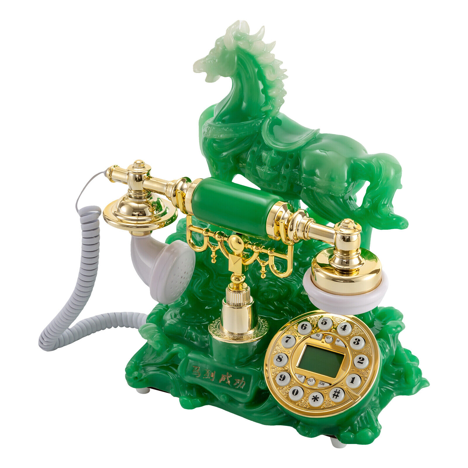 Retro Horse Design Telephone Dial Corded Phone Exquisite Workmanship Green Unbranded Does not apply - фотография #9