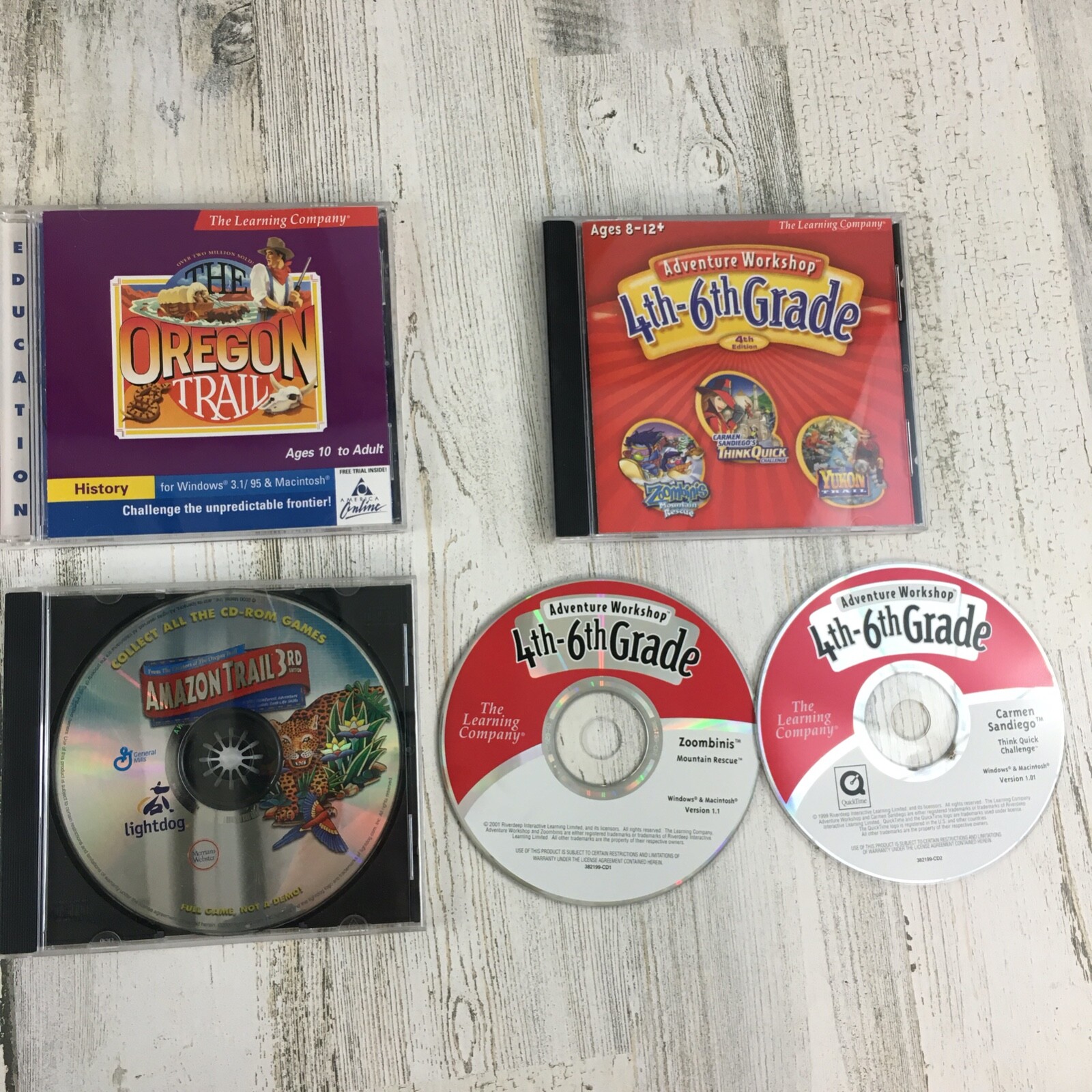 The Learning Company PC CD-ROM Lot Oregon Trail Amazon Yukon Carmen Sandiego The learning company 423567