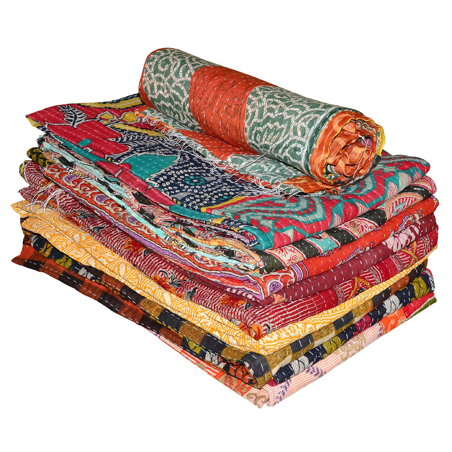Wholesale Lot 10 PC  Assorted Designs Multi Patchwork Vintage Cotton Bedspreads Handmade Does Not Apply - фотография #5
