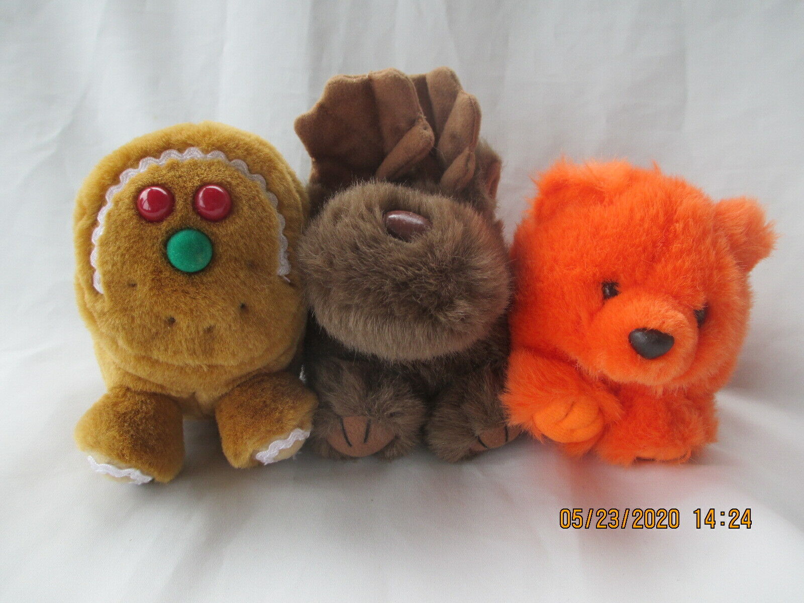 Puffkins Plush Moose Gingerbread Man Orange Bear Swibco 1994 lot of 3 SWIBCO 6703