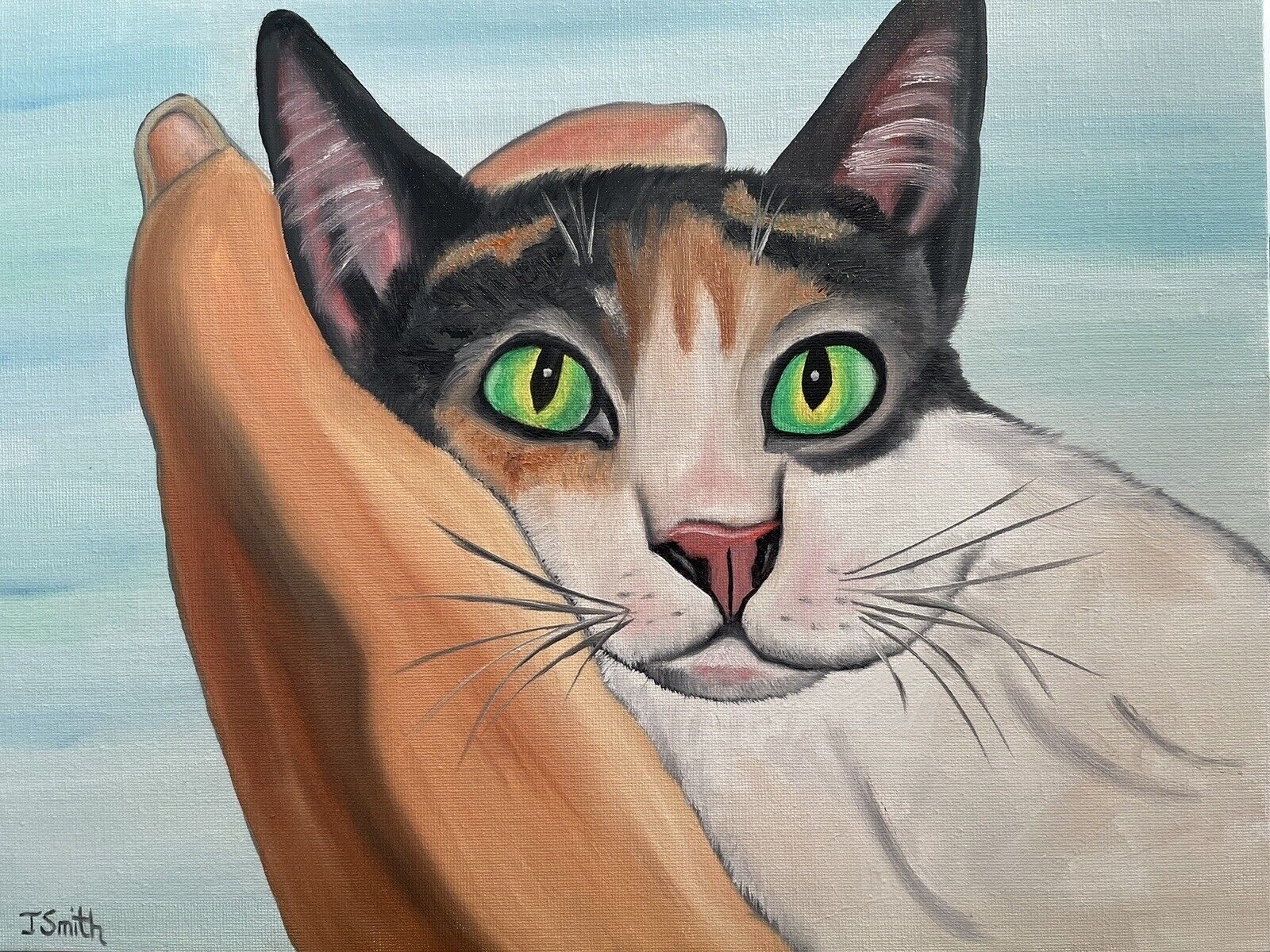 Original oil painting signed 11 x 14 Cute Calico Cat Без бренда