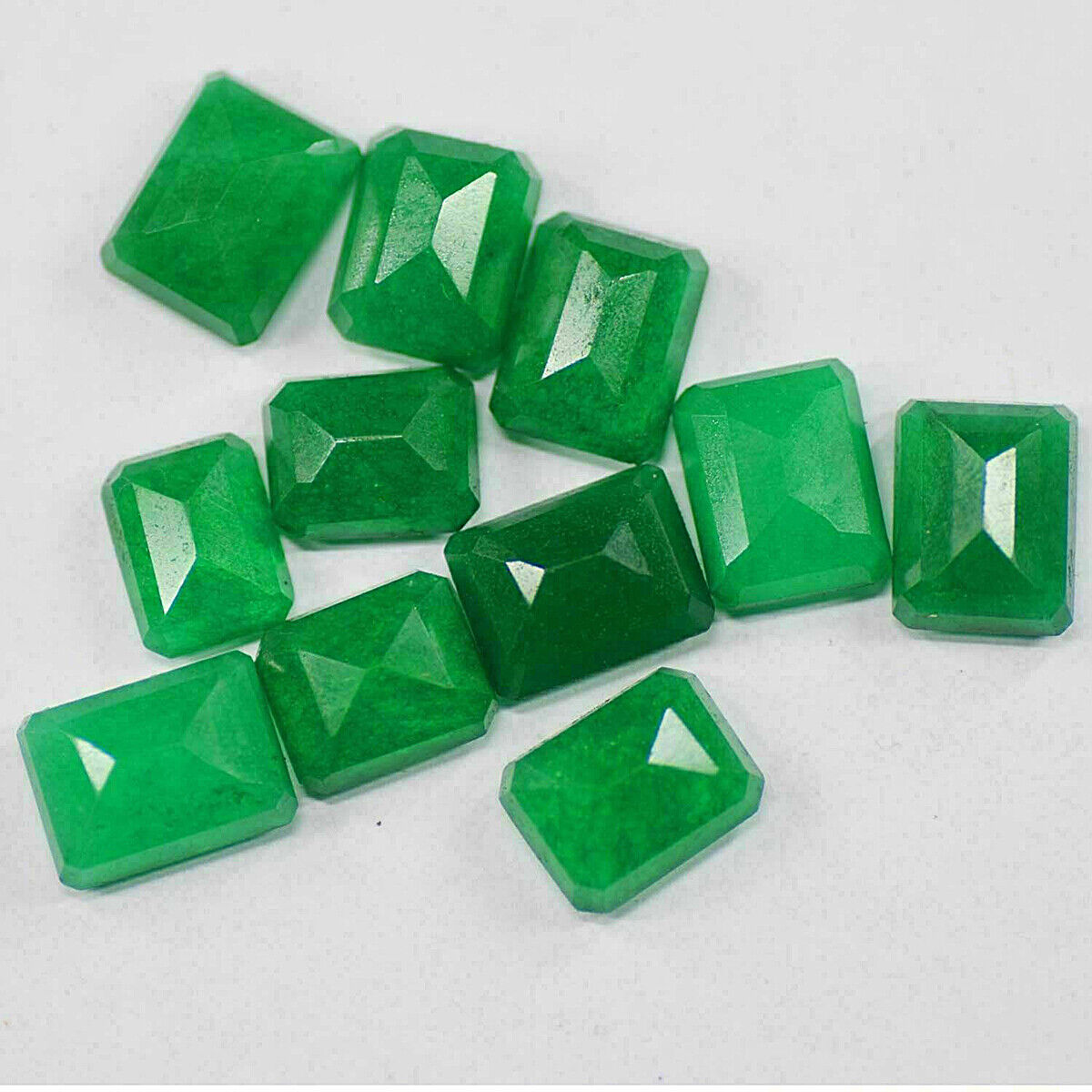 Faceted Zambian Genuine Green Emerald Cut Loose Gemstone 160.00 Ct./13 Pcs Lot Clearopal - фотография #3