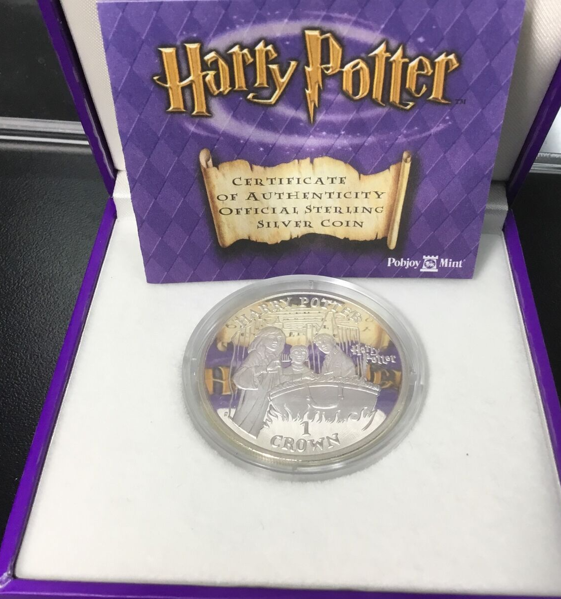 HARRY POTTER, HERMIONE & RON WEASLEY 2002 SILVER 1 CROWN Pobjoy Mint U.K. .925 Harry Potter - фотография #3