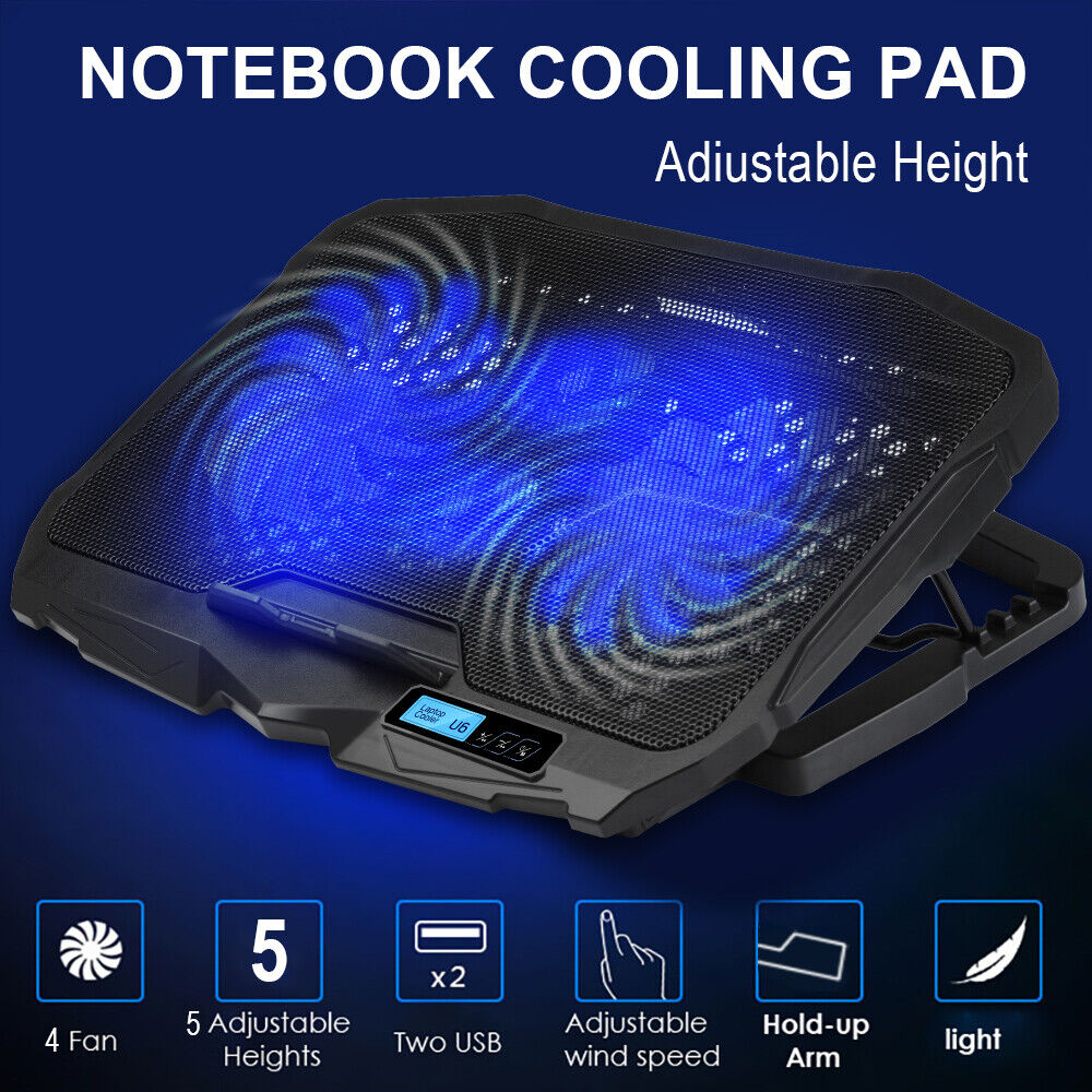 Wind Laptop Cooling Pad LED Display - 4 Blue LED Fans Light Quiet Rapid Cooler YELLOW-PRICE YP-LCP-45 - фотография #10