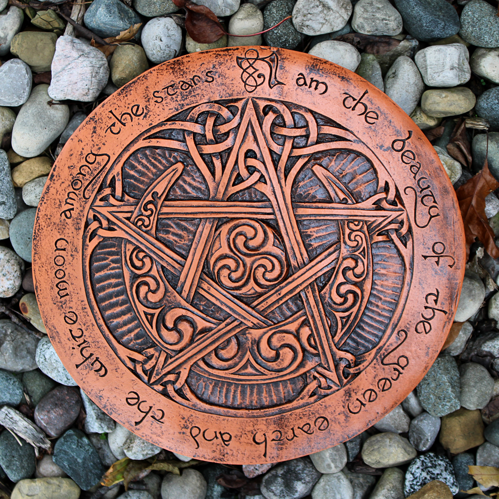 Large Moon Pentacle Plaque - Wood Finish - Dryad Design Pagan Wicca Pentagram Без бренда - фотография #4