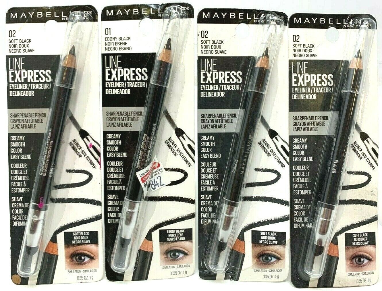 (4) Maybelline Line Express Sharpenable Pencil Eyeliner Sealed 02 - Soft Black Maybelline New York DOES NOT APPLY