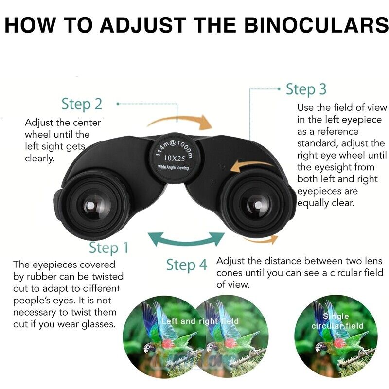 2Packs 10X25 Zoomable Binoculars with Night Vision BAK4 High Power Waterproof US MUCH Does not apply - фотография #8