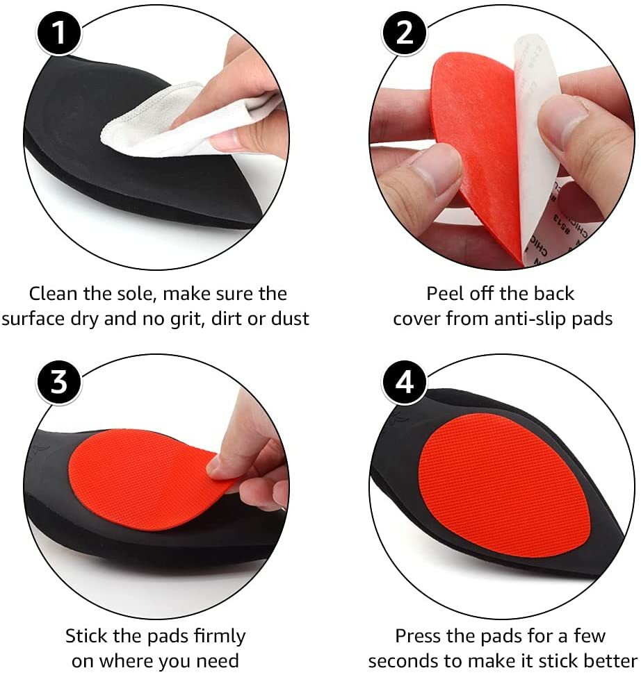 2 Pair of Anti Slip Shoe Grips Non-Skid Self Adhesive Pads Noise Reduction Red  Sky Foot SKYPAD - фотография #5