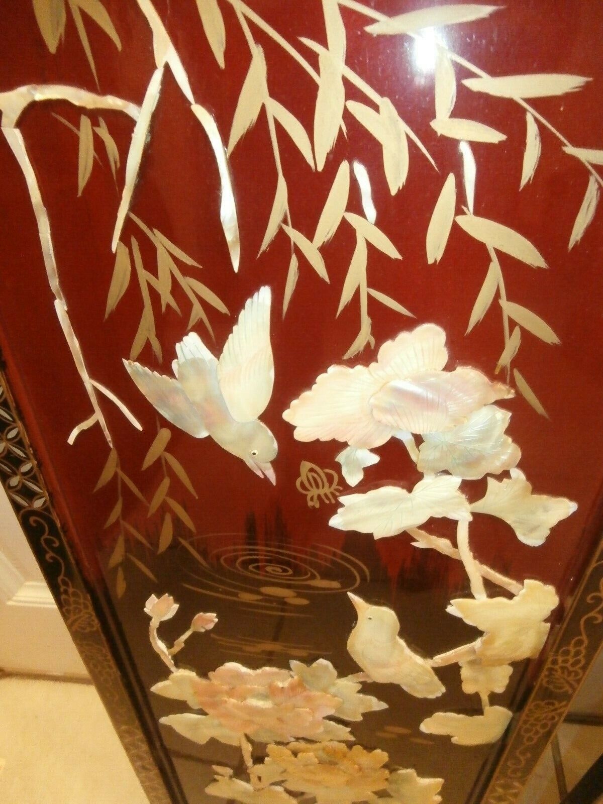 /VINTAGE CHINESE MOTHER OF PEARL TWO WALL HAHNGIN PANEL GORGEOUS GARDEN SCENERY Без бренда - фотография #2