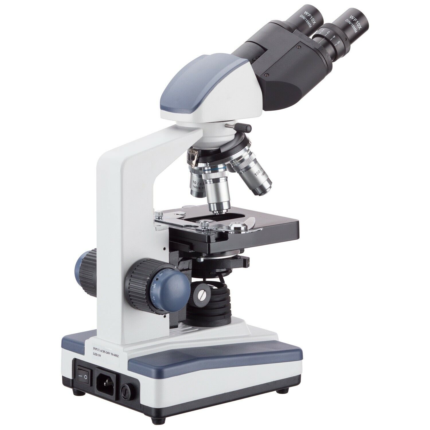 AmScope 40X-2500X Binocular Lab Compound Microscope with 3D Mechanical Stage LED AmScope B020C - фотография #3
