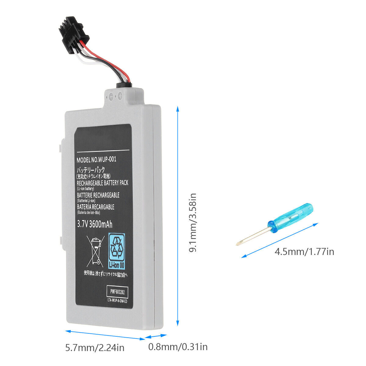 Rechargeable Extended Battery Pack For Nintendo Wii U Gamepad 3600mAh 3.7V OEM Unbranded - фотография #7