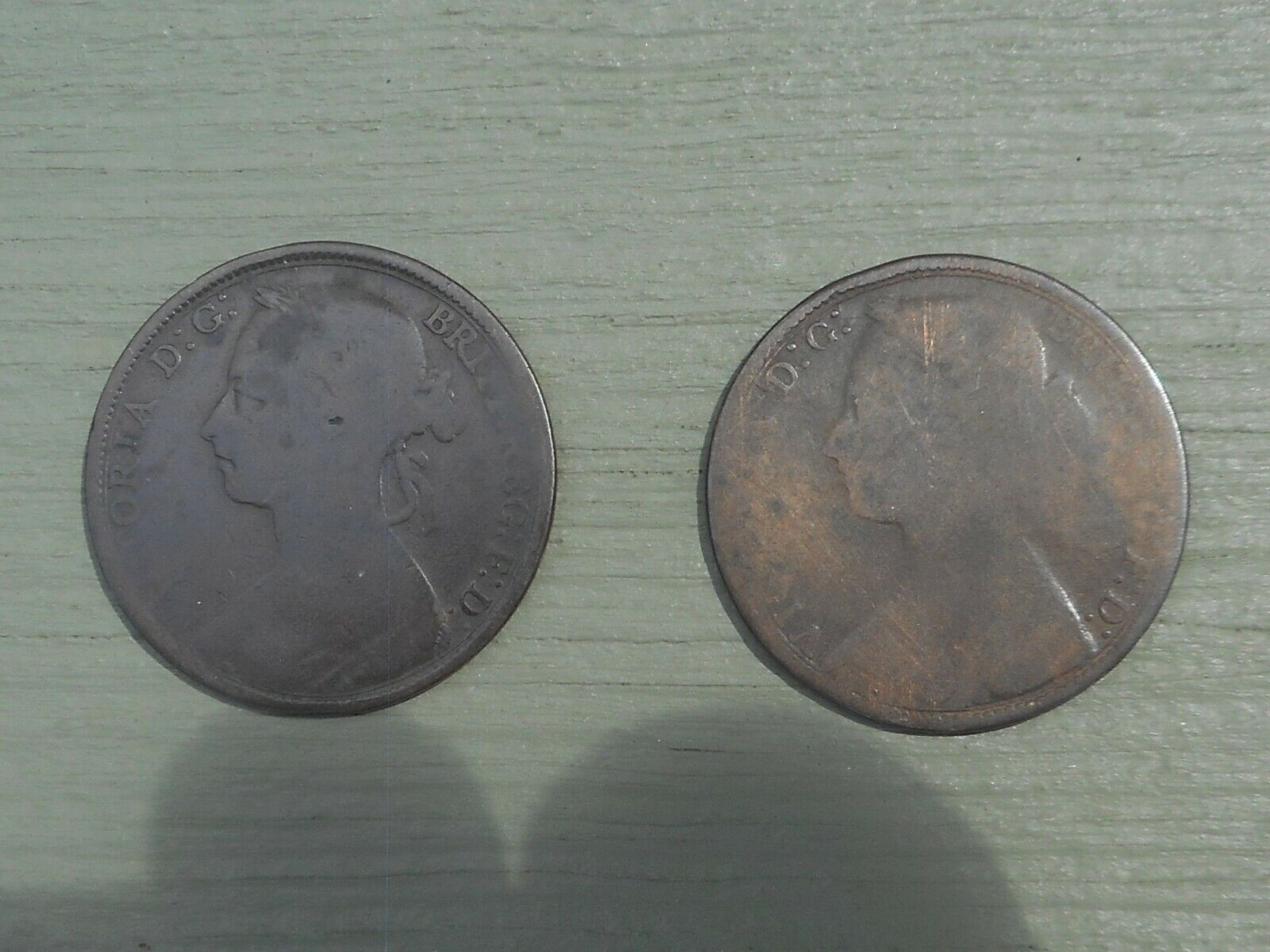 1877 & 1890 LOT OF 2 COINS BRITAIN One Penny 1 Pence Cent Queen Victoria Без бренда - фотография #12