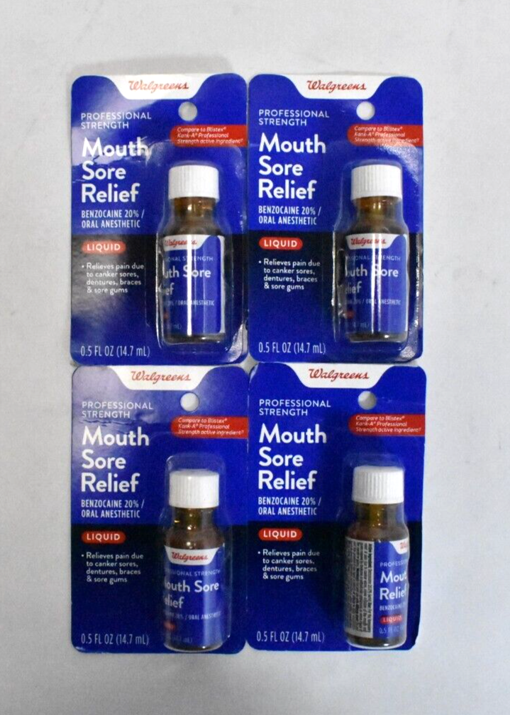 Lot of 4 Walgreen Professional Strength Mouth Sore Relief Liquid .5 oz Exp 07/23 Walgreens 451502