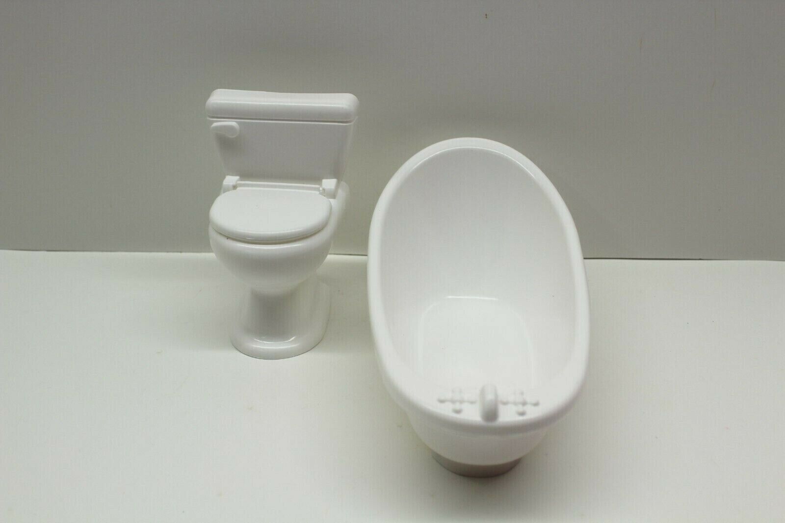 Doll Furniture Bathroom Set White Tub Toilet For 11 inch to 12 Inch Dolls Greenbrier Does Not Apply - фотография #2