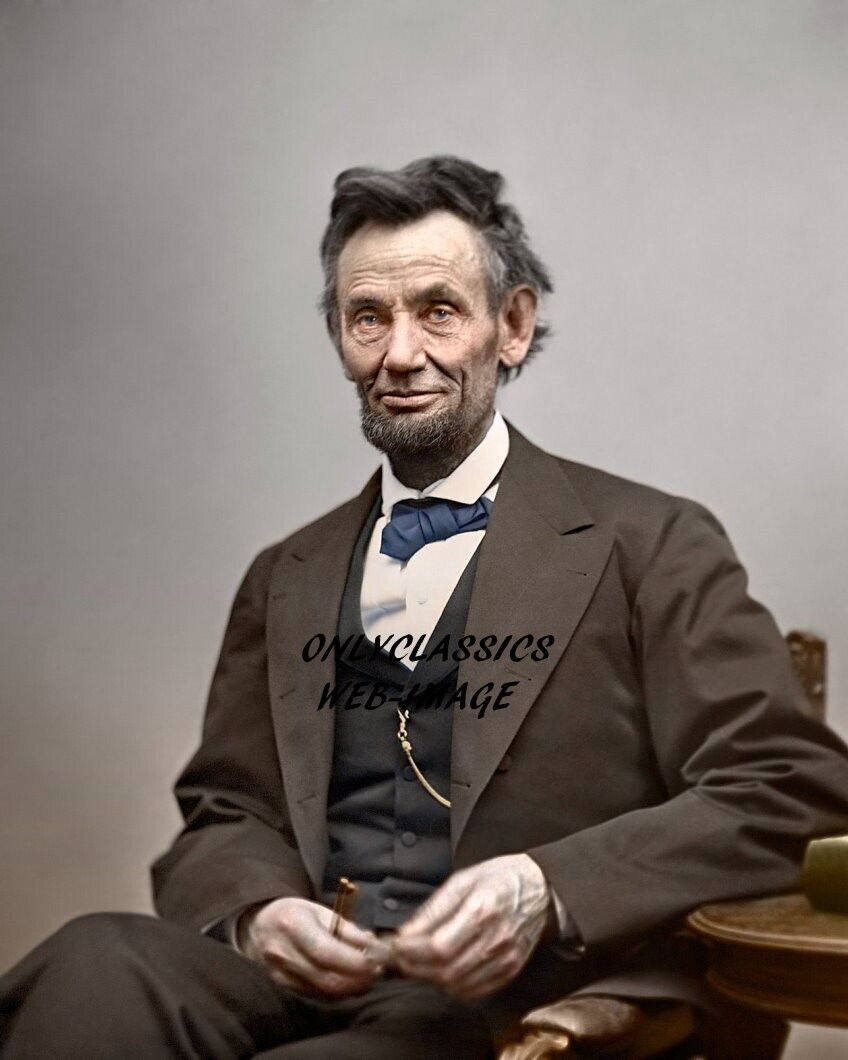 1865 UNITED STATES PRESIDENT ABRAHAM LINCOLN COLORIZED 8X10 PHOTO Civil War Era Без бренда