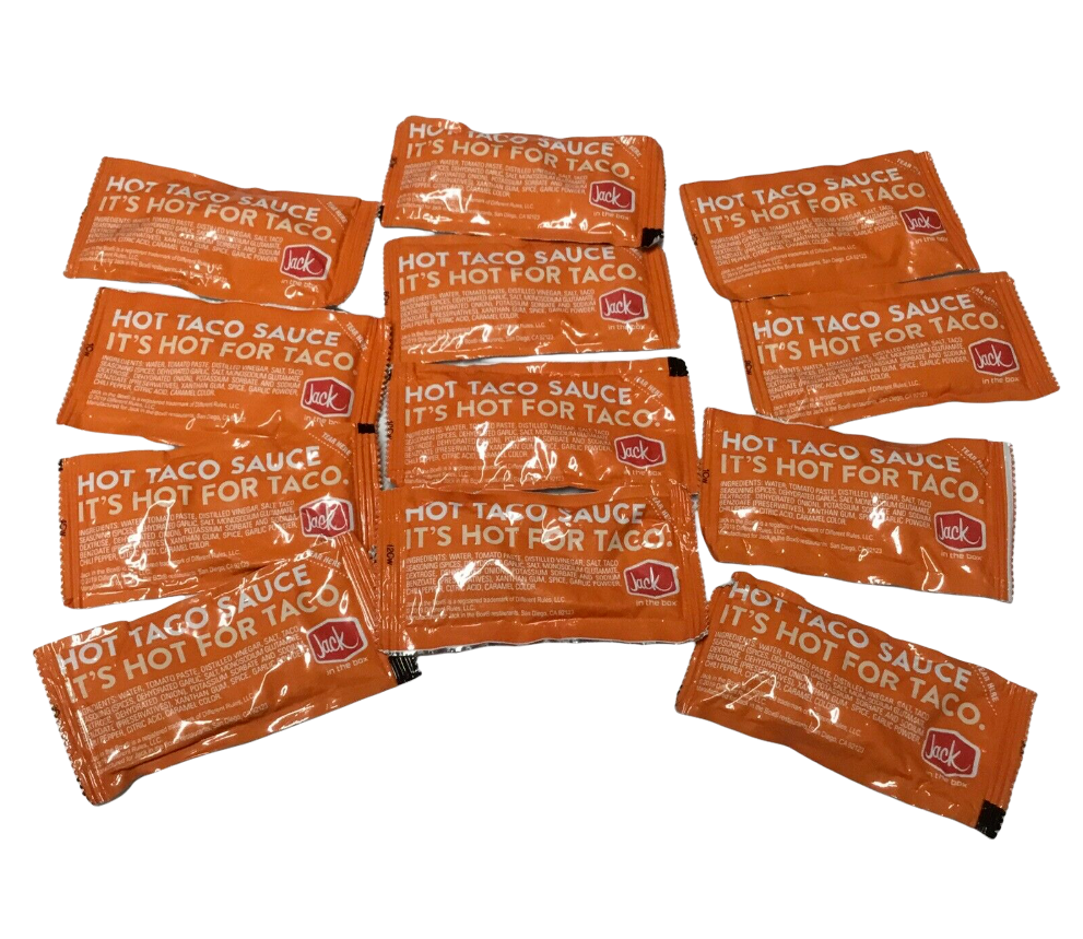 12 Lot Jack In The Box Hot Taco Sauce Packets New Ready To Ship TACO BELL