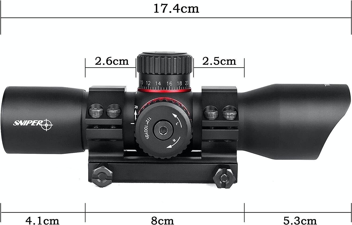 Sniper 1X35 Red Green Dot Sight Scope Style 30mm Picatinny Mount + Flip Up Caps Sniper LTRD35 - фотография #4