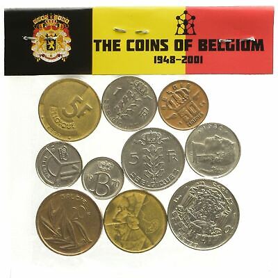 10 DIFFERENT BELGIUM COINS. FRANCS, CENTIMES. OLD COLLECTIBLE MONEY 1948-2001 Hobby of Kings - фотография #5