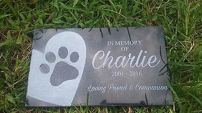Personalized Pet Stone Memorial Grave Engraved Marker 6x10 Heart paw print 2 PetStonesUSA.com Black Granite