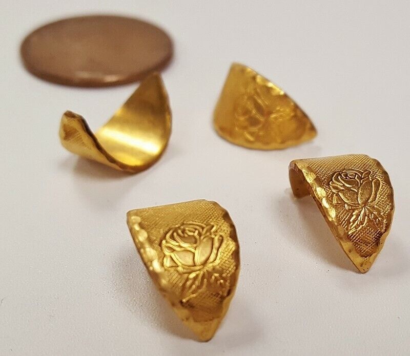 12 VINTAGE SOLID BRASS ETCHED ROSE TAPERED CUFF 14mm DIY COMPONENT FINDINGS N248 Unbranded