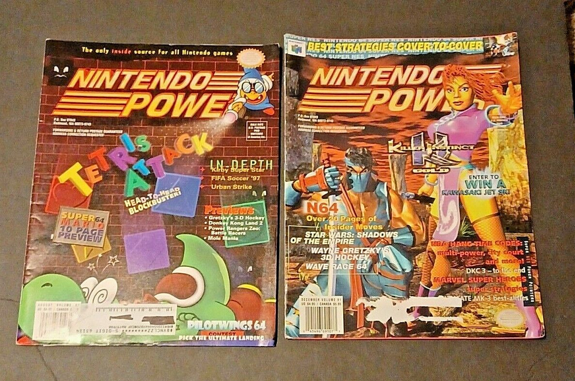 2 Nintendo Power Magazine August Vol. 87 Tetris + Dec. Vol.91 Star Wars Poster Nintendo