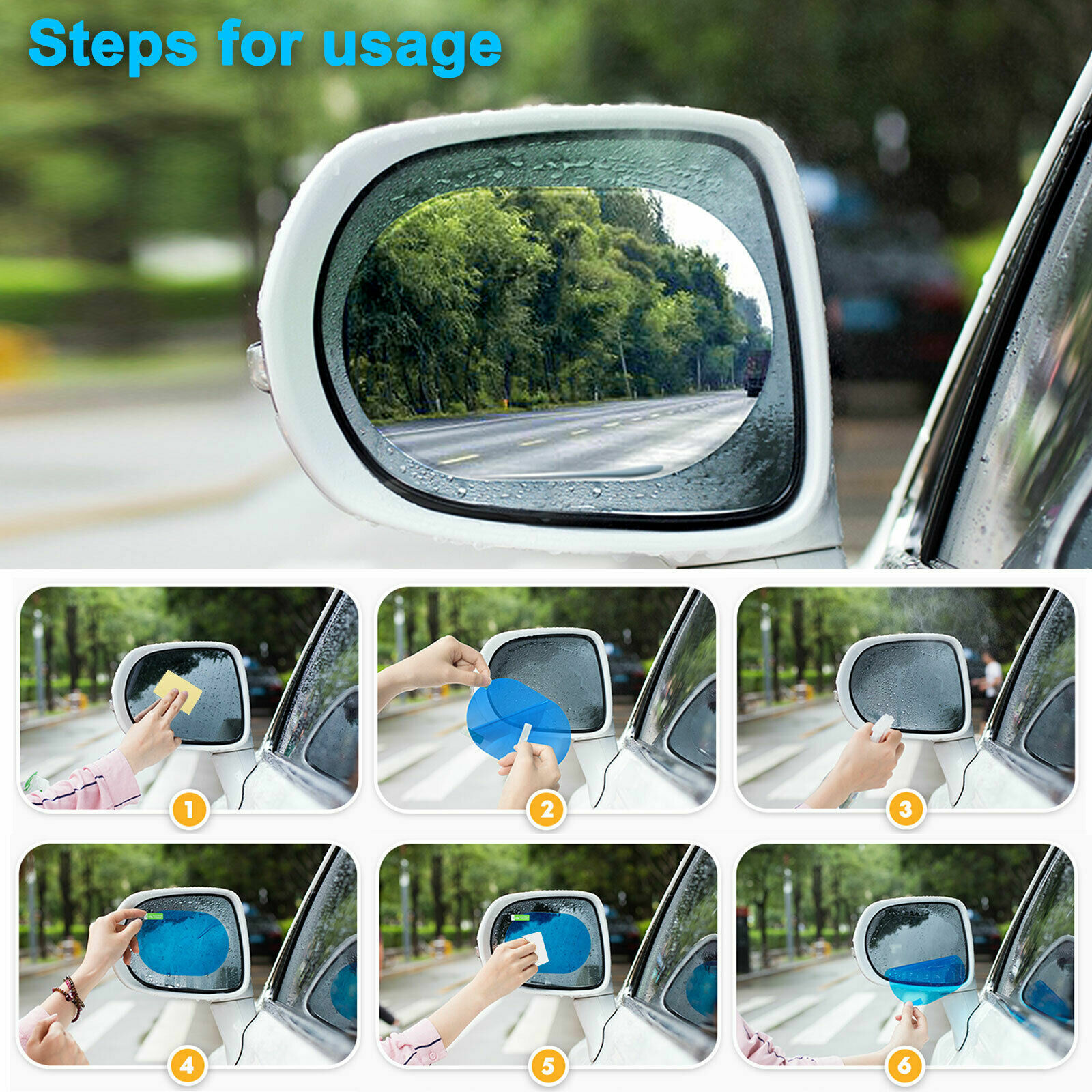 4x Waterproof For Car Rearview Mirror Rainproof Anti-Fog Rain-Proof Film Sticker Unbranded/Generic Does Not Apply - фотография #4