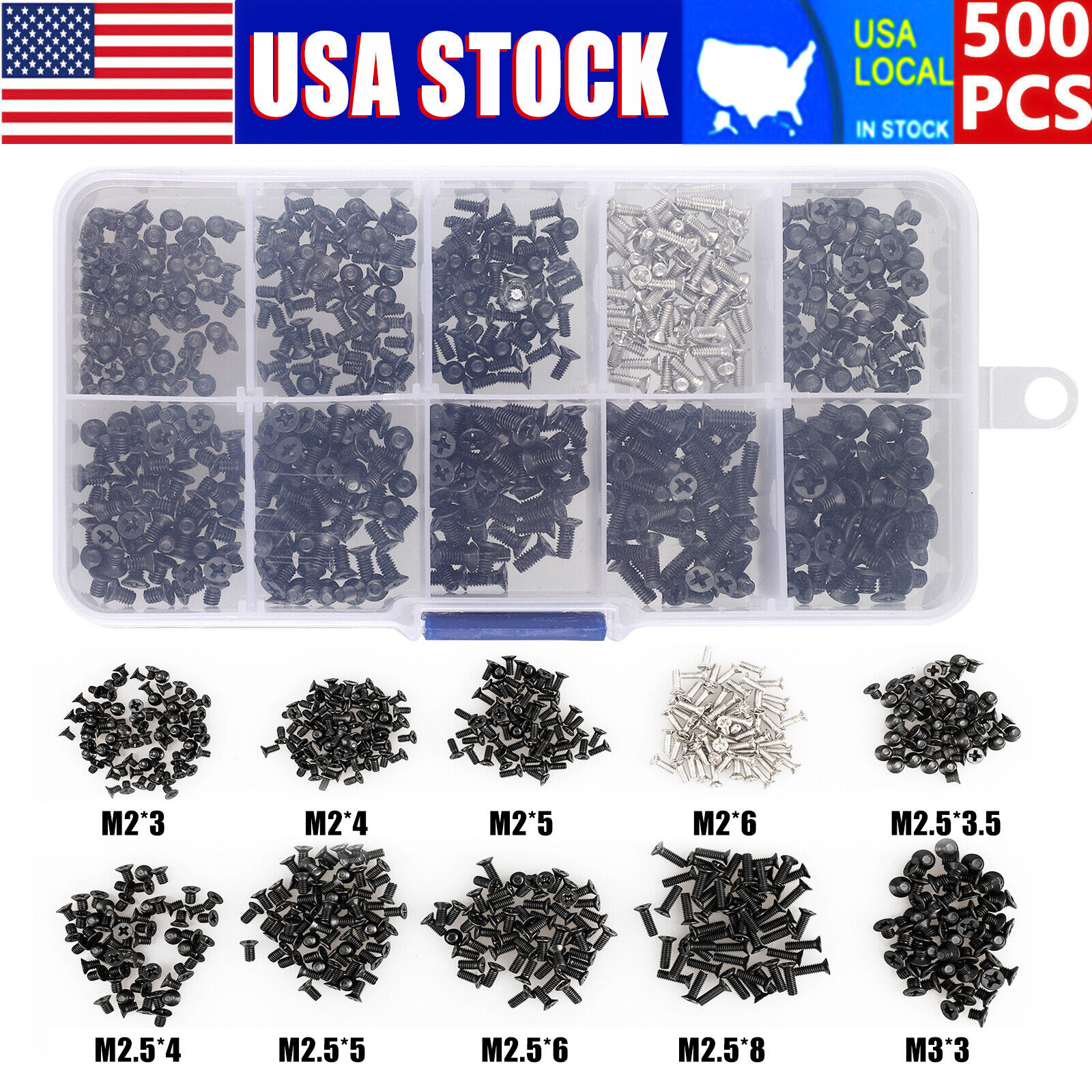 500Pcs Set Laptop Computer Screws Set For HP Dell Lenovo Sony Toshiba SAMSUNG US Ombar Does Not Apply