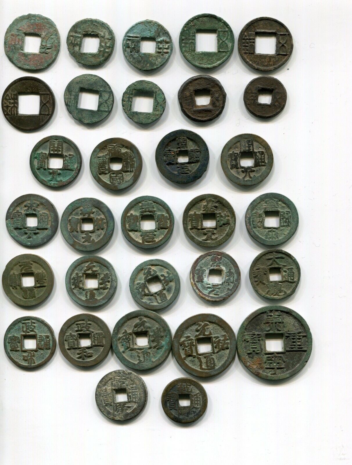 31 Chinese Cash Coins Variety Lot Wu Zhu, Ban Liang, Northern Song, Qing Без бренда
