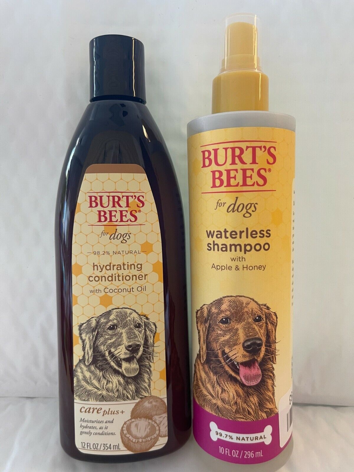 lot of 2 Burts Bees for Dogs Hydrating Conditioner & Waterless Shampoo Burts Bees