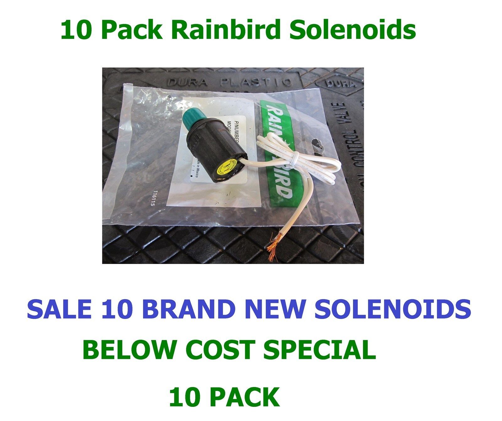 10 Pack Rainbird 700 751 900 950 EAGLE Rotor Golf Black Solenoid GBS  Rainbird 213462