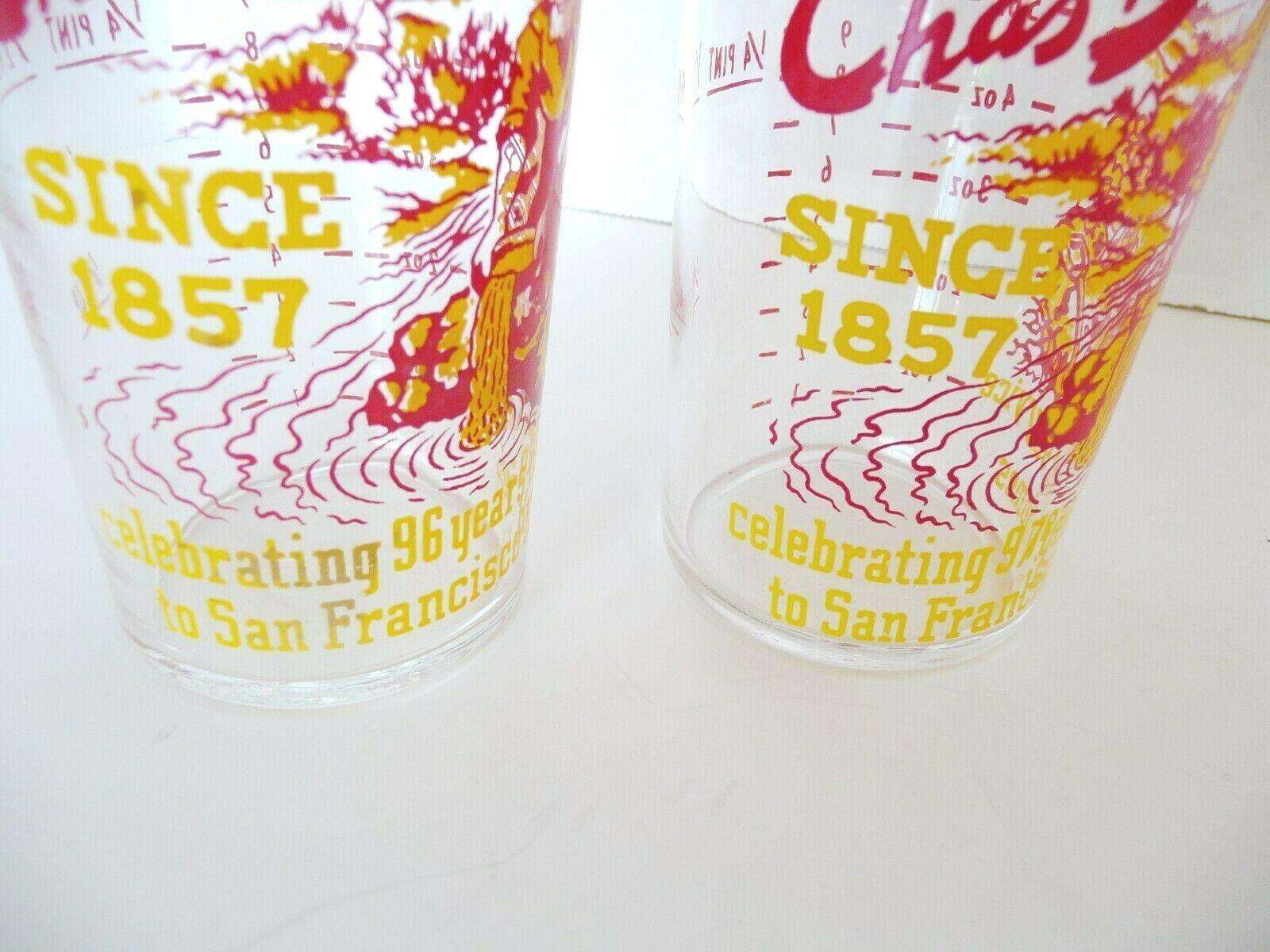 2 Advertising Measuring Glass Tumblers Chas Brown & Sons San Francisco 1953 Chas Brown - фотография #4