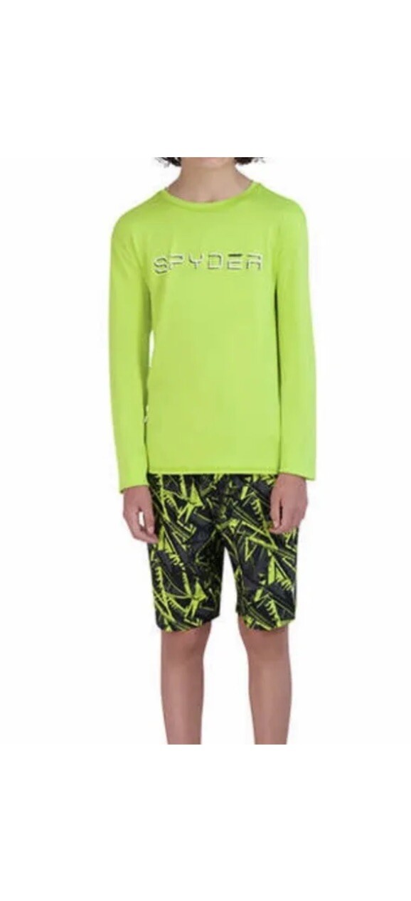 Spyder Boys 2-piece Long Sleeve GREEN Swim Set UPF 30+ Sun Protection 10/12 |B20 Spyder