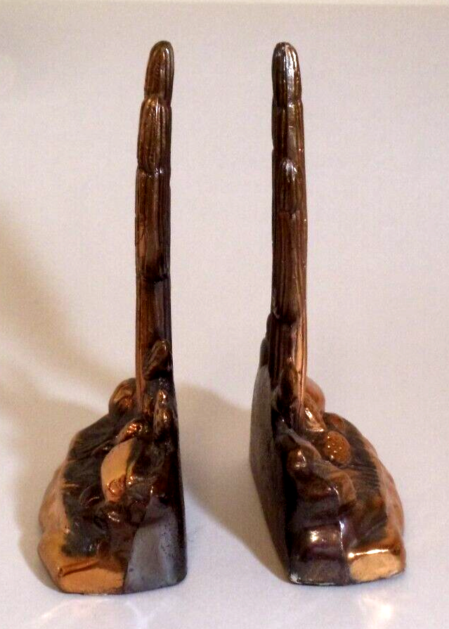 Rare DODGE 1940's-Vintage PRISTINE Antique Copper-Bronze Saguaro Cactus Bookends Dodge Inc. - фотография #3