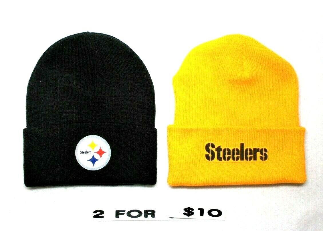2 FOR $9.95! Pittsburgh Steelers flat Appliques on 2 Beanie cap hat! SEE DETAILS Без бренда