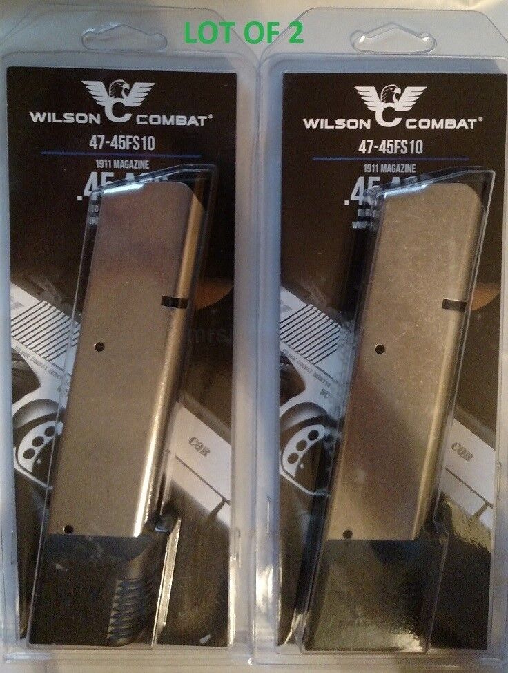 Lot of 2 -Wilson Combat 1911 45acp 10 Round Extended Magazine SS 10rd #47-45FS10 Wilson Combat 47-45FS10