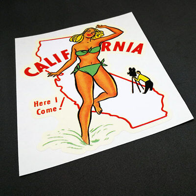California Pinup Vintage Style Travel Decal, Vinyl Sticker, Luggage Label Без бренда - фотография #3