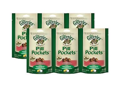 Feline Greenies Pill Pockets Salmon 45 count 1.6 oz  6 PACK  For Cat Medicine Greenies 10085256