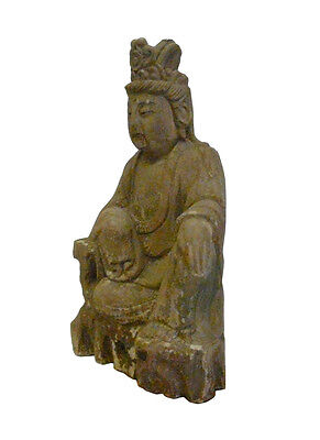 Chinese Rustic Distressed Finish Wood Kwan Yin Bodhisattva  statue cs909  Без бренда - фотография #6